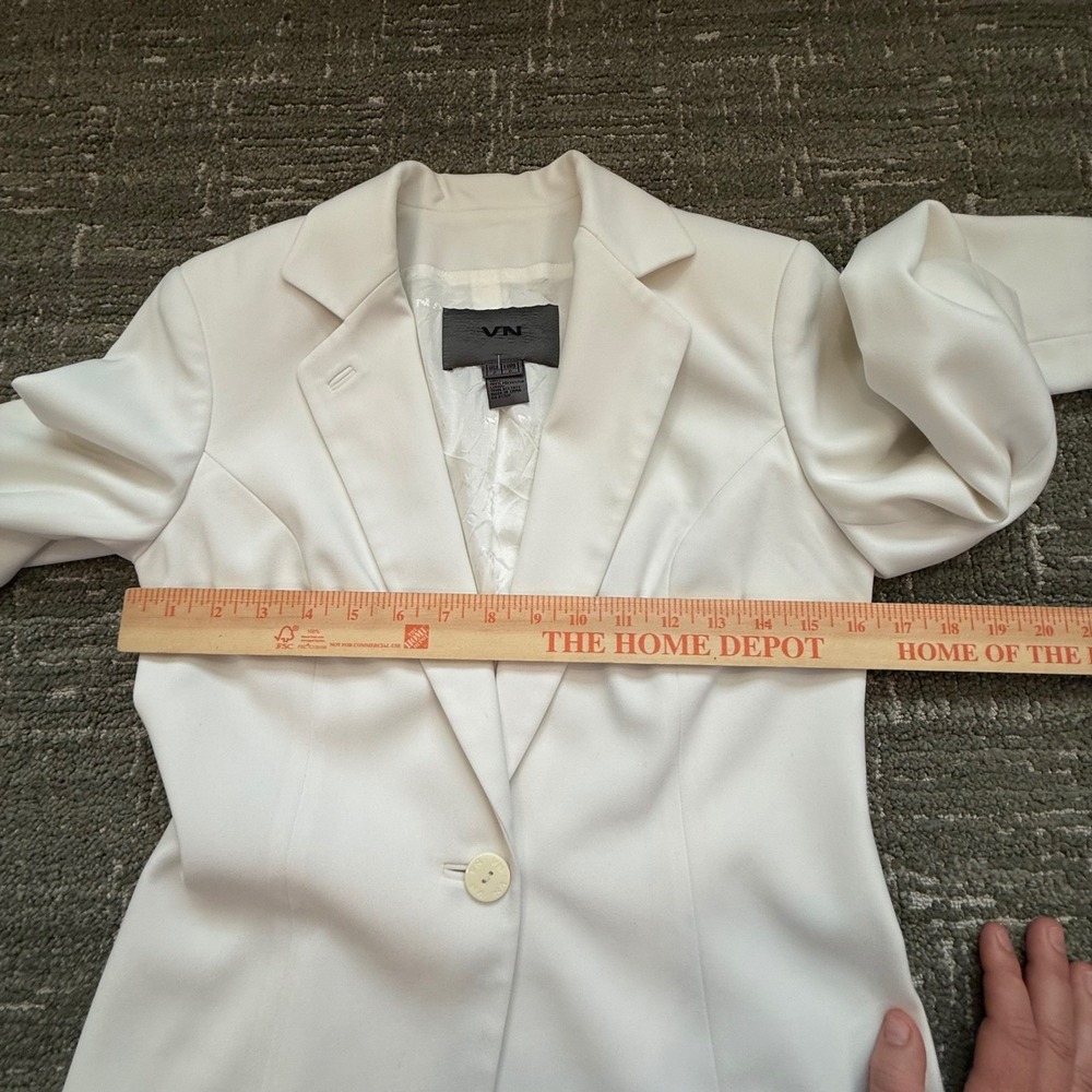 VN White Single Button Longline Blazer Jacket Size 2 - Picture 5 of 7